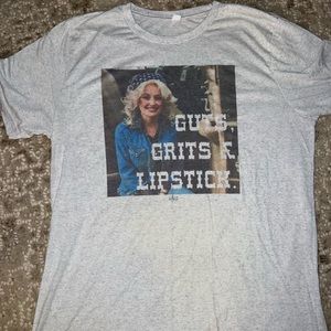 Screen print Dolly tshirt (guts, grits & lipstick)